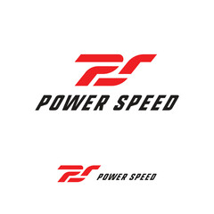 PS italic slanted initial letter uppercase alphabet modern logo template with movement effect modern simple logo template for vehicle garage company and sport business