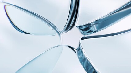 Transparent blue glass geometries background, 3d rendering. - Powered by Adobe
