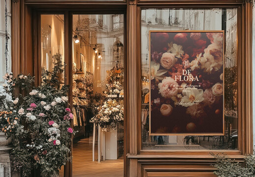 Charming Floral Boutique Sign Mockup PSD