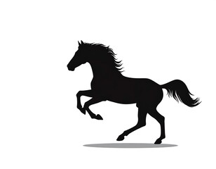 Black horse silhouette rearing against a white background