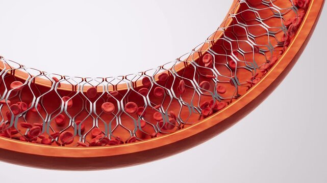 Blood vessel with coronary stent in it, 3d rendering.