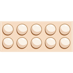 Pixel Art Representation Of A Blister Pack Containing Ten Round White Earplugs On A Light Brown Background With A Transparent Overlay