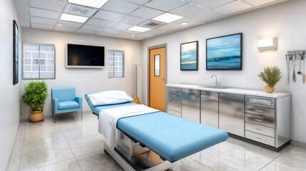 Modern clean empty doctor's examination room interior