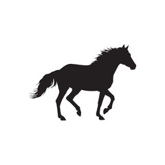 horse silhouette isolated on white on white back ground