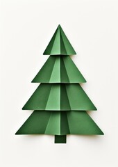 Obraz premium Green chrismas tree paper origami art.