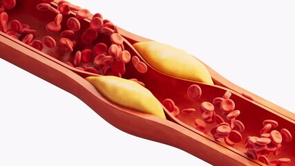 Blood vessel with blood fat in it, 3d rendering.