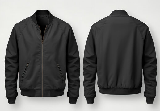 Sleek Black Bomber Jacket Mockup PSD
