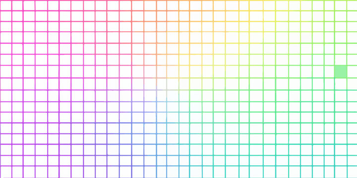 Dieses abstrakte Vektorgitter zeigt einen sanften Regenbogenfarbverlauf mit einem einzigartigen gr&uuml;nen Akzentquadrat.