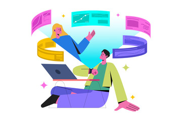 Virtual Collaboration and Data Visualization Concept