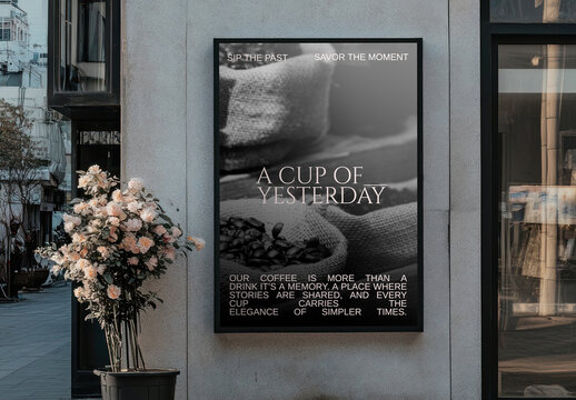 Vintage Coffee Shop Poster Mockup PSD