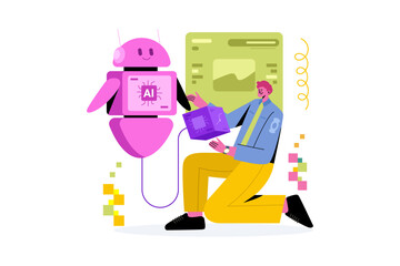 Human and AI Robot Collaboration Concept Art