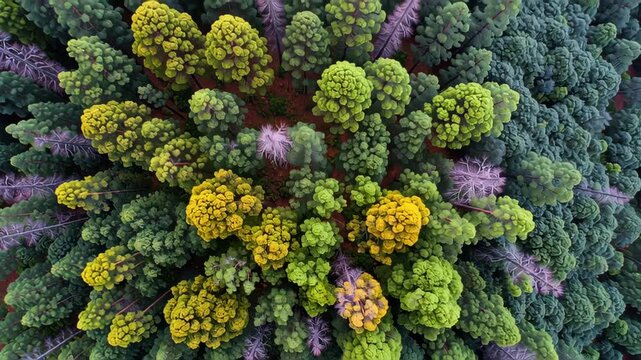 Vibrant aerial view of lush green trees.