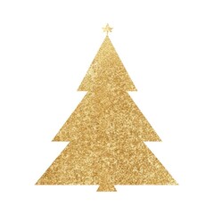Fototapeta premium Gold christmas tree icon glitter symbol shape.
