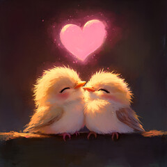 Two Baby Birds Snuggled Together, Cute Baby Birds Snuggling," "Fluffy Baby Birds Together," "Charming Baby Birds Close Together," "Two Baby Birds in Love," "Snuggled Birds in Nest," "Fluffy Birds Rest