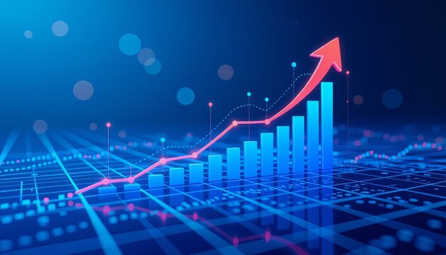 Global stock market economy with modern blue background and data analysis