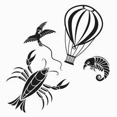 Monochrome black vector symbols simple on white background