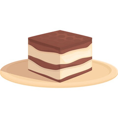 Pixel Art Tiramisu Dessert on a Simple Plate A Delicious Layered Italian Sweet Treat Isolated on White Background