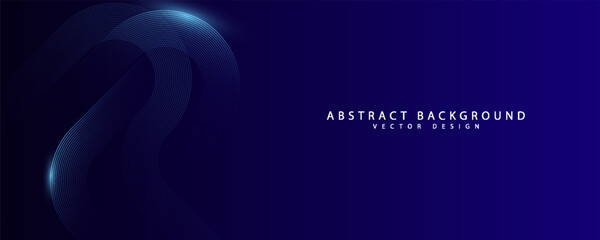 Abstract glowing circle lines on a dark blue background. Geometric line art design. Futuristic technology concept. Modern sparkling blue lines.
