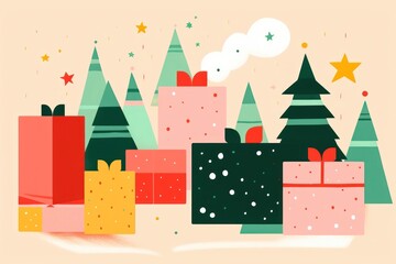 Fototapeta premium Cute backgrounds christmas tree.