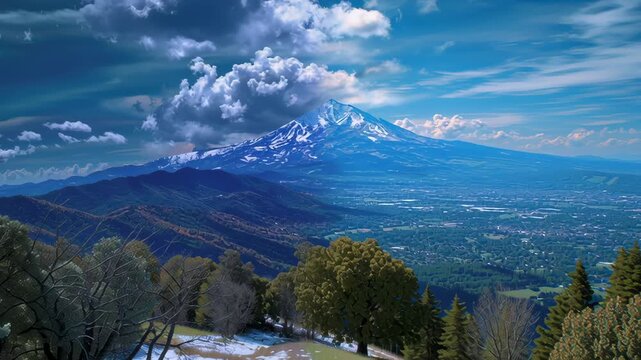 Stunning mountain view with dynamic weather.