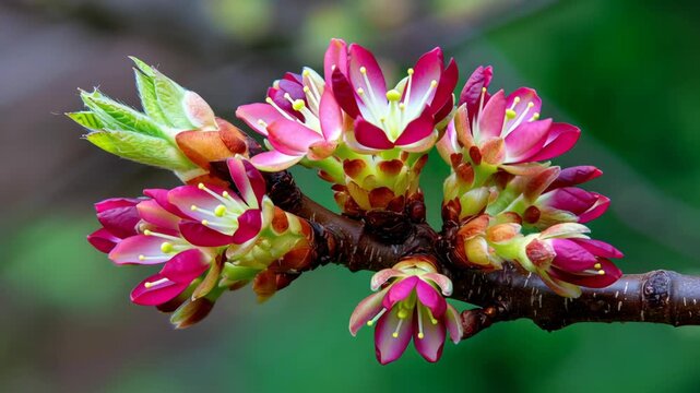 Beautiful blooming buds on a tree branch.