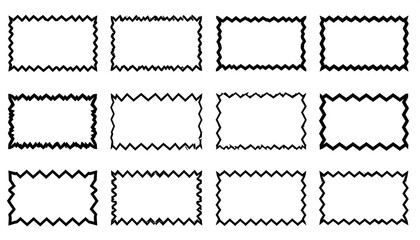 Collection of jagged-edged rectangular frames, arranged in a grid