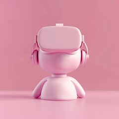 3D render icon  8K Virtual reality therapy 3D render clay style isolated on pure solid background of VR healing 3D Model