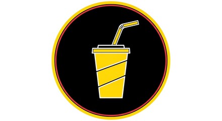 Yellow drink cup with straw vector illustration for beverage logo design and branding icon