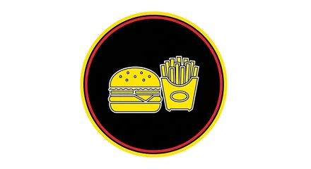 Burger and fries logo design template vector illustration fast food restaurant icon 90