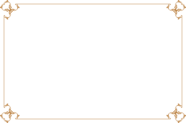 Elegant Gold Ornate Rectangular Border Frame with Vintage Scrollwork Corners. 1205