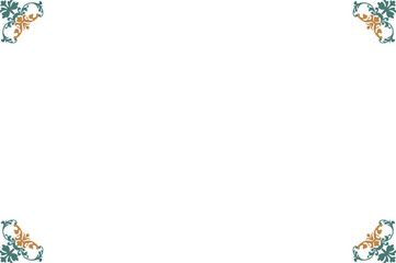 Elegant Green and Gold Ornate Rectangular Border Frame with Vintage Scrollwork Corners. 1206