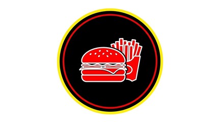 Burger restaurant logo design with fries vector illustration fast food and takeaway 90