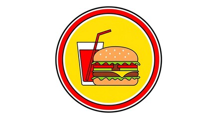 Order burger and drink now fast food restaurant delivery delicious meal promo vector art