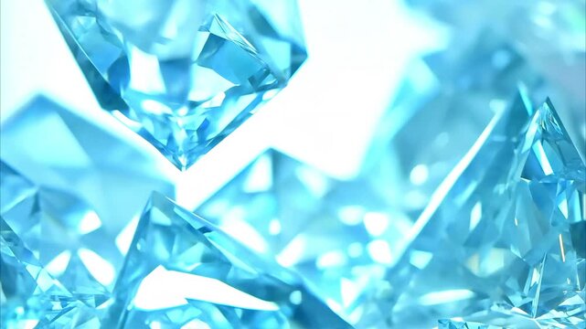 Shiny glossy faceted blue crystals topaz with sharp edges and textures. Luxary background. Rough gemstones