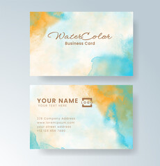Beautiful business card template with watercolor