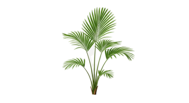 Green Palm Plant with Detailed Fronds on Soft Gradient Background