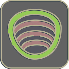 Icon quarry. Gold mining elements. Icon in embossed style.