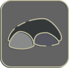 Icon rock. Gold mining elements. Icon in embossed style.