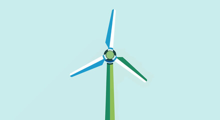 Illustration of a wind turbine generating clean energy, promoting sustainability and renewable resources.