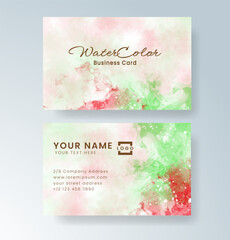 Beautiful business card template with watercolor