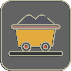 Icon trolley. Gold mining elements. Icon in embossed style.