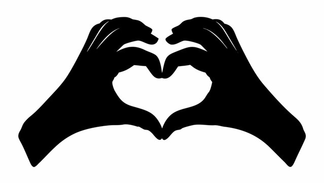 Create a symbol of love and connection with this elegant heart-shaped hand gesture silhouette