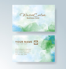 Beautiful business card template with watercolor