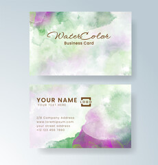 Beautiful business card template with watercolor