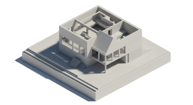 Isometric 3D Model Architectural House Design Render