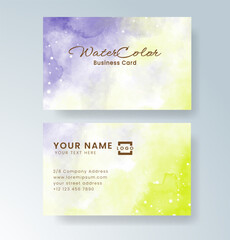 Beautiful business card template with watercolor