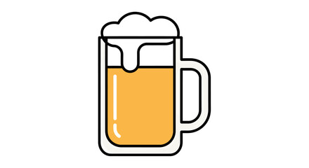 A detailed illustration of a beer mug filled with golden liquid and foamy head.
