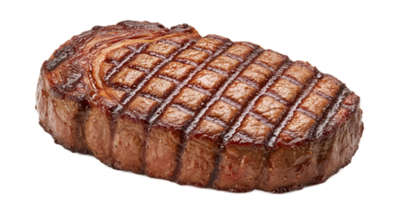 Juicy Grilled Steak Medium Rare With Grill Marks On Brown Background