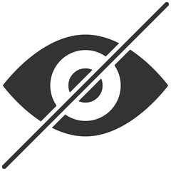 black silhouette eye slash symbol