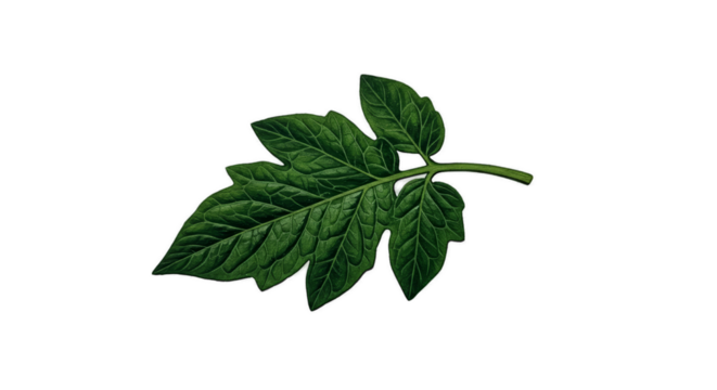 Green Tomato Leaf With Water Droplets Isolated Dark Background